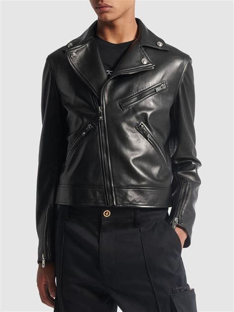 versace drawstring jacket|Versace biker jacket.